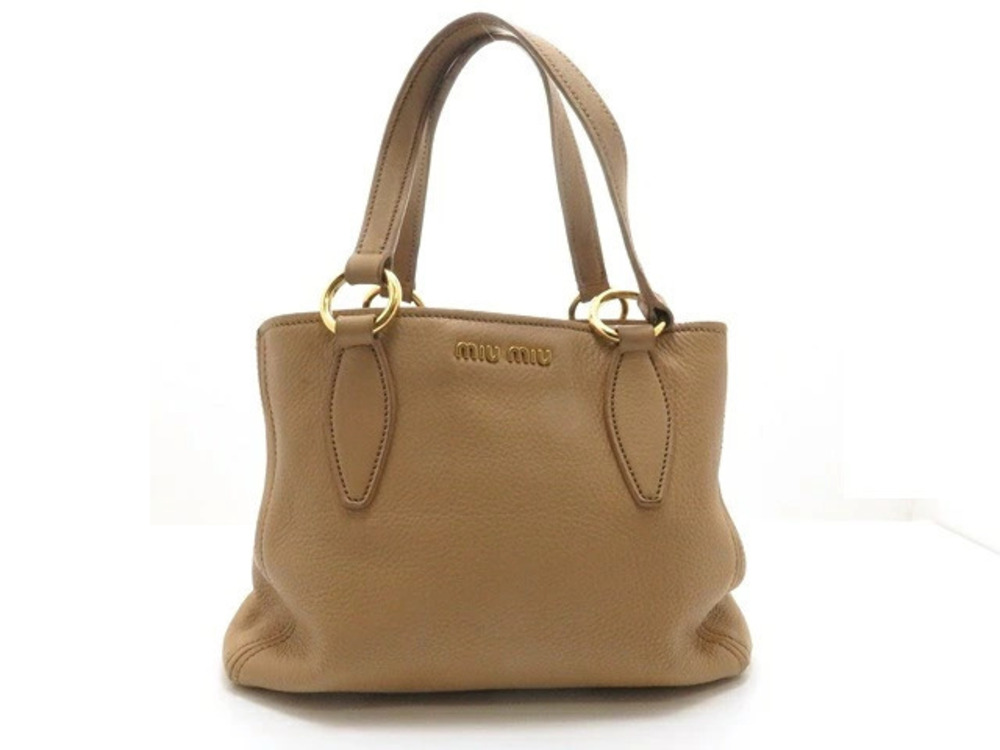 Miu Miu Tote Bag Embossed Beige Cream